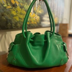 Cole Haan Village Bucket Tote | Kelly Green Buttery Leather Drawstring Bag 💚🍀